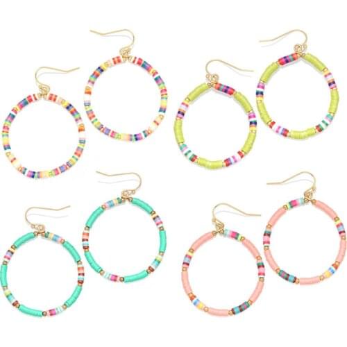 2020 New Beach Multicolor Semicircle C Shape Small Tinted Soft Ceramic Drop Earrings for Women