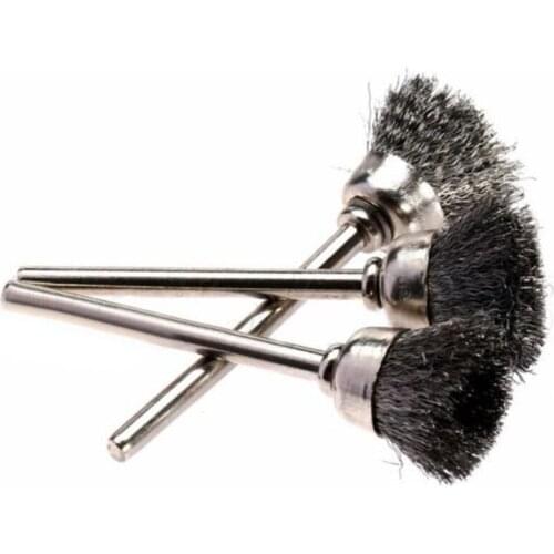 20x 3mm Shank Mandrel Steel Wire Cup Brush Cleaner For Drill Rotary Tool Grinder