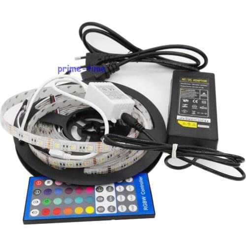5050 4 Color in 1 Chip RGBW RGBWW Waterproof LED Strip Set 12v + 40key IR Remote Controller+12V 5A Power