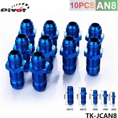 8AN AN8 MALE THREAD STRAIGHT BULKHEAD FLARE BLUE ALUMINUM ANODIZED FITTING TK-JCAN8