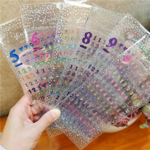Acrylic Laser Crystal Childrens Cartoon Handmade DIY Three-dimensional 3D Sticker Stickers Letter Number Nail Art Decorations