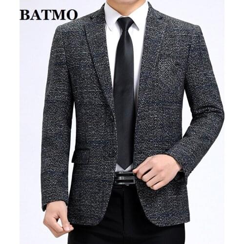 Batmo 2021 new arrival high quality smart plaid casual blazer men,mens casual suits,mens jackets plus-size M-3XL 507