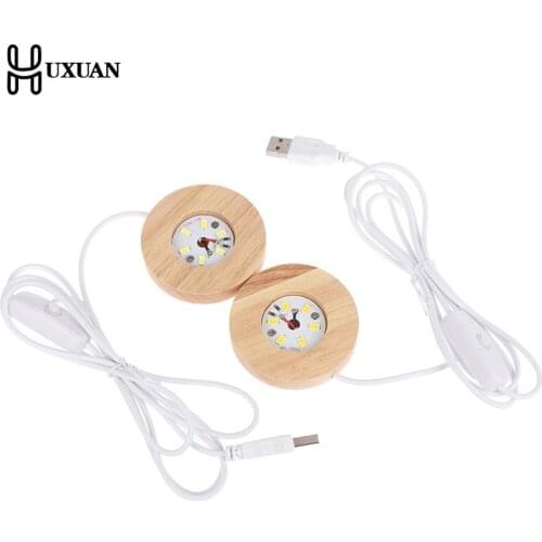 Handmade Resin Art Wood LED Light Dispaly Base Crystal Glass Resin Art Ornament Wooden Night Lighted Base Stand Crafts