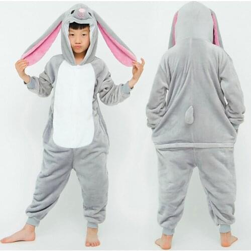 Boys Girls MashiMaro Rabbit Flannel Pajamas Children Sleepwear Animal Pyjamas Cute Animal Cartoon Pijama Kids Stitch Onesie