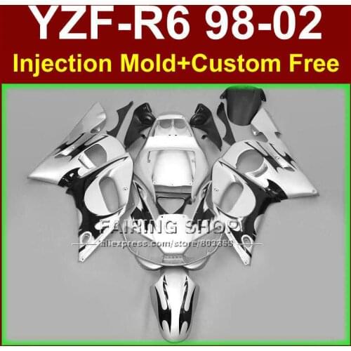 FR6F Good fairing set for YAMAHA YZF R6 98-02 YZF R6 silver fairing kit 1998 1999 2000 2001 2002 fairings parts FDF