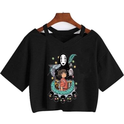 Totoro Studio Ghibli Harajuku Kawaii T Shirt Women Ullzang Miyazaki Hayao Tshirt Funny Cartoon T-shirt Cute Anime Top Tee Female