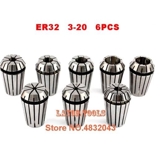 Hot 6pcs/set 6 size ER32 precison spring collet chuck choose from 3mm-20mm For CNC machine lathe accessories