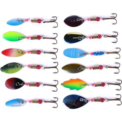 HENGJIA 1pcs Fishing spinner bait Colorful spoon lure metal baits treble hook isca artificial fish wobbler carp spinnerbait