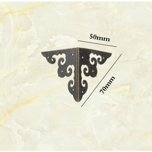 JD 6pcs 50mm Antique Cabinet Wooden Box Foot Leg Corner Protector Triangle Cloud Pattern Decorative Bracket Furniture Hardware