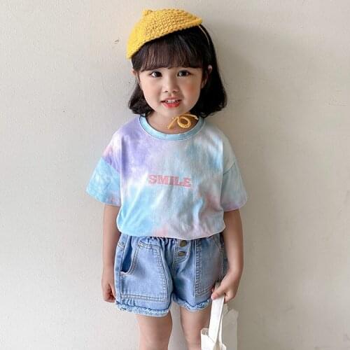 Girls Summer Rainbow Print T-shirt Toddler Girl Summer Clothes 2021 Kids Summer Clothes Fashion Clothes Birthday Tshirt Women