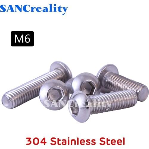 M6 304 Stainless Steel Hexagon Large Flat Head Screw Round Head Screws Large Round Head Umbrella Head Mushroom Bolt