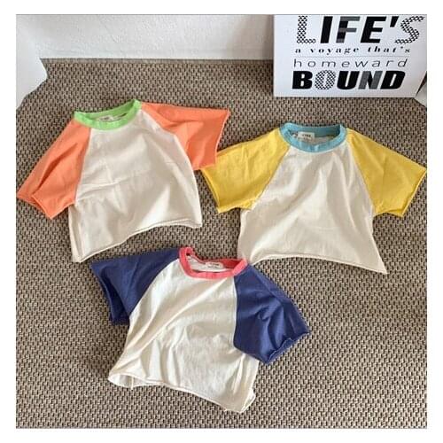2021 new boys girls patchwork t-shirt fashion cotton summer shorts sleeve babys top
