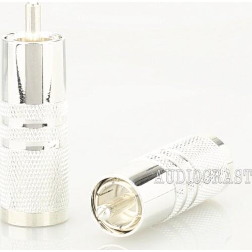 New 4Pieces High Quality Caradas style Silver Plated RCA Male Plug HIFI DIY AUDIO RCA Connector