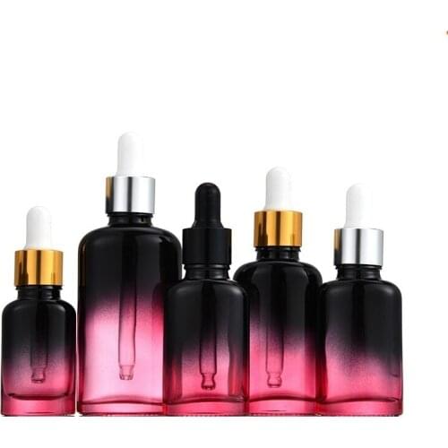 Newest 10ML 20ML 30ML 50ML Empty Glass Dropper Bottle Cosmetic Gradient Colorful Refillable Serum Essential Oil Dropper Bottle