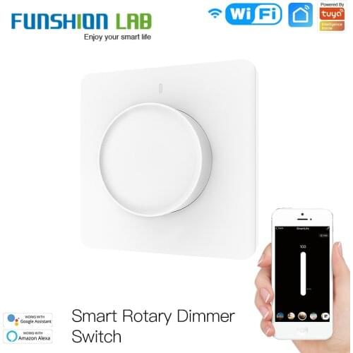 New WiFi Smart Rotary Light Dimmer Switch Brightness Memory Smart Life/Tuya APP Remote Control Works with Alexa Google EU