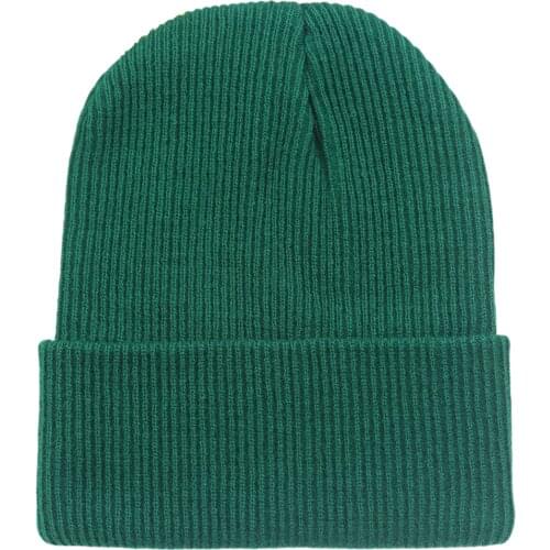 Blank Solid Winter Knit Beanie Hat for Women Men Stretch Soft Stylish Black Orange Yellow Beige Dark Green