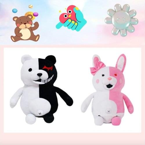 Formidable 25Cm Pink Rabbits Black & White Bear Animals Plush Toy Soft Stuffed Animal Dolls Birthday Gift for Children