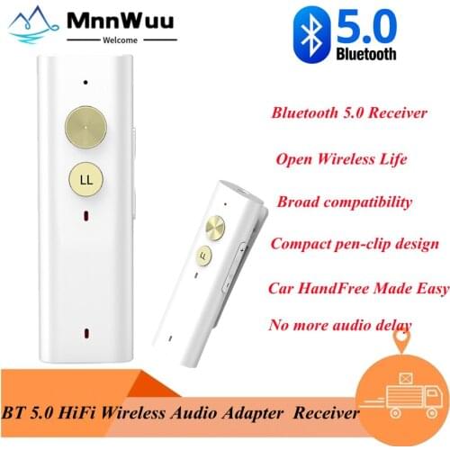 Bluetooth Adapter Receiver 5.1 Wireless Audio Adapter Support Microphone 3.5mm AUX Bluetooth aptX LL Adapter