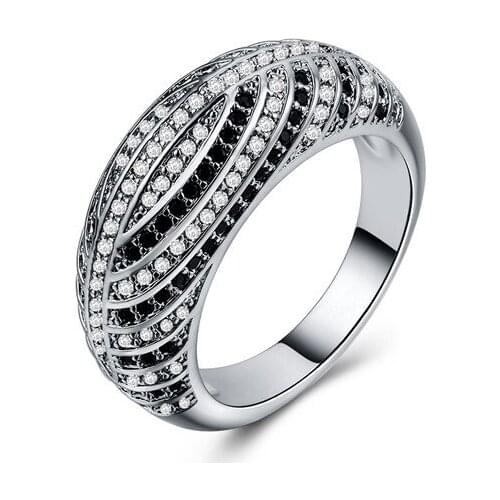 Seanlov Luxurious Shining Crystal Ring for Women Geometric Full Paved Zircon Ring Fashion Party Silver Color Ring Jewelry Gifts