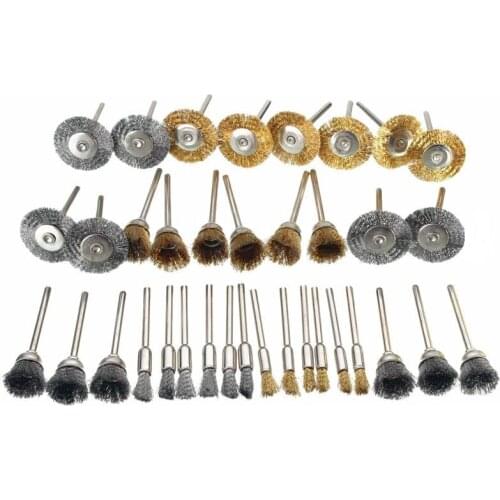 SHGO HOT-36 pcs Copper Wire Polishing Wheel Brush Drum full set for Dremel Rotary Tool Hot