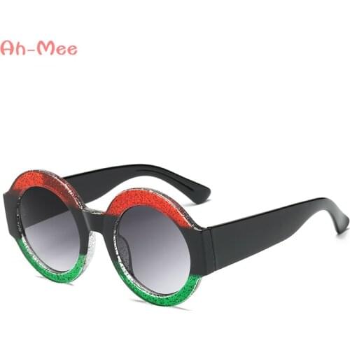Round Sunglasses Women Retro Brand Designer Colorful Shiny Frame Gradient Lens UV400 Sun Glasses Men De Sol