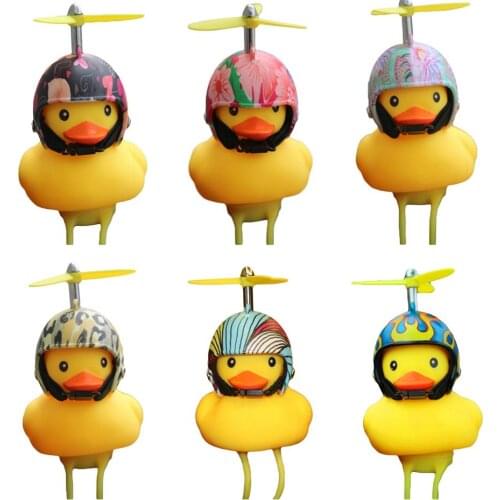 Bike Horn Bicycle Lights Bell Lovely Cute Duck With Bamboo-copter Helmet Style Handlebar Bell Light Horn Lamp For Cycling