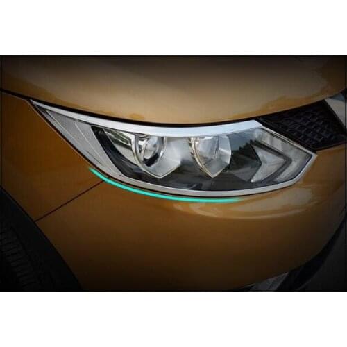 Higher star ABS chome 2pcs car front lamp decoration cover,headlamp cover,decoration trim for Nissan Qashqai 2016