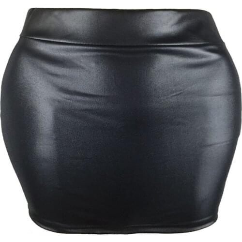 Womens Imitation Leather PU Skirt, Matte High Waist Bag Hip Slim Mini Sexy Short Skirt Mini Skirt Gothic Black Woman Skirts