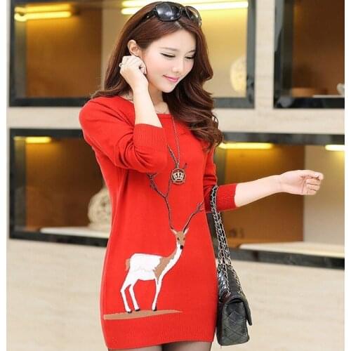 New Fashion 2019 Autumn and Winter Female Women Long sleeve Package buttocks Cashmere sweater Knitting