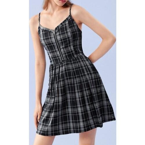 Black Lattice Dress Spaghetti Strap Sling Midi Dress High Waist Zipper Casual Vintage Skinny Dresses For Women Clothing Robe