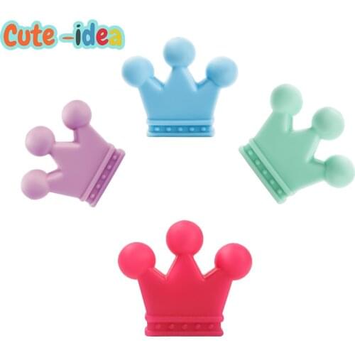 Cute-idea 10pcs Crown Silicone Beads Baby Teething Toys DIY kids Necklace Bracelet Pacifier Chain Food Grade Silicone Teether