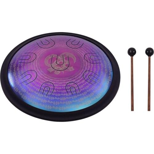 14 Inch UU Drum Hand Pan Drum D-Minor Alloy Steel Tongue Drum 9 Double-tone Tongues Percussion Instrument with Carry Bag