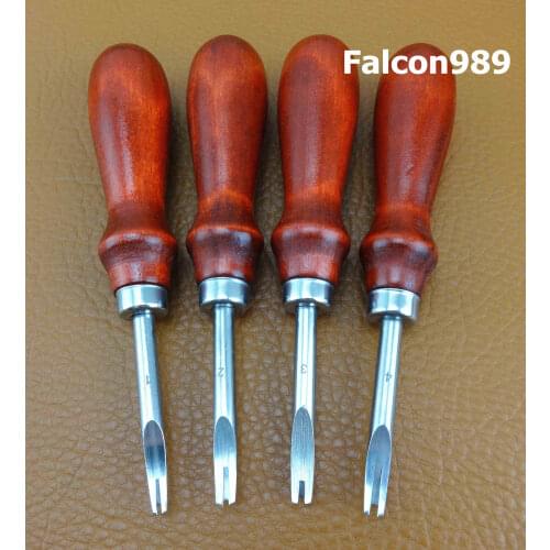 4pcs 1.0/1.2/1.4/1.6mm Leather Craft Leather Edge Beveler Skiving Craft Tool Set Keen for Handwork Leather DIY Tool Set Sewing