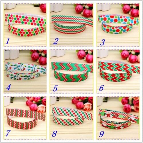 5/8'' Free shipping Fold Elastic FOE christmas dots santa printed headband headwear hairband diy decoration wholesale OEM D115