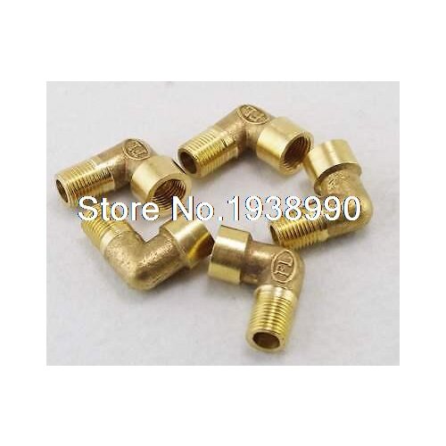 5PCS 1/4" BSPP Connection Elbow Female-Male Pipe Brass Adapter Coupler Connector