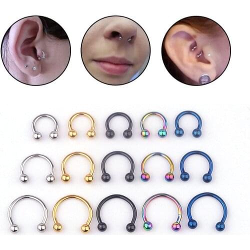 5pcs 6/8/10mm 16G Circular Barbell Balls Horseshoe Piercing Nipple Lobe Nose Septum Ring Tragus Cartilage Daith Earring пирсинг