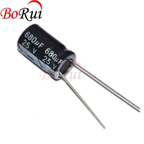 50PCS 680UF 25V Electrolytic Capacitor 25V 680UF Size 10*17mm 25 V 680 UF Aluminum Electrolytic Capacitor