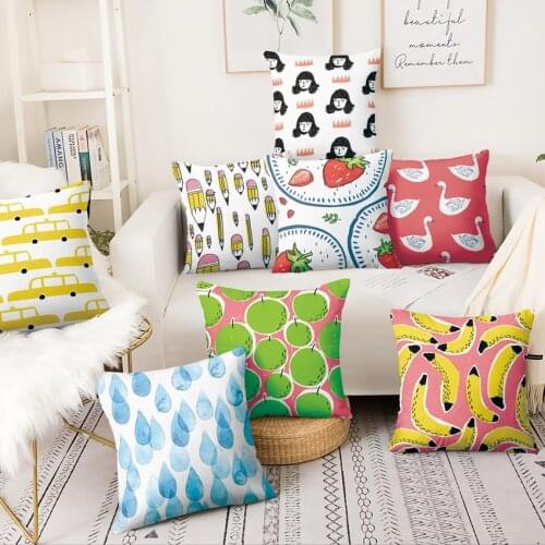 Antwerp Art Thin Linen Pillowcase Fresh Cartoon Illustration Home Pillow Decoration Almofadas Decorativas Para Sofa Throw Pillow