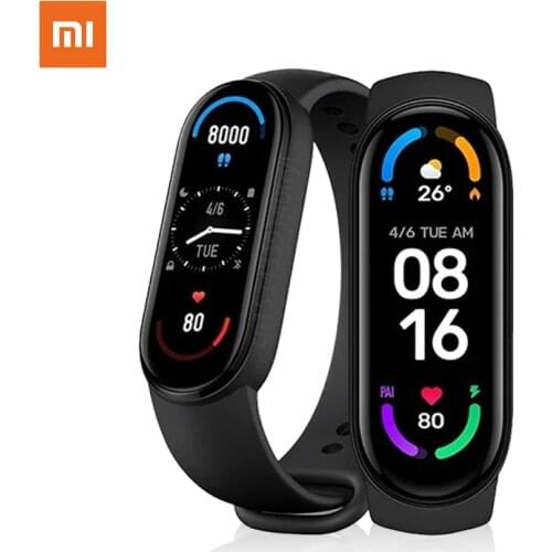 Xiaomi Mi Band 6 Bracelet Sport Wristband Heart Rate Fitness Tracker Bluetooth 5.0 Black Color Smart Watch AMOLED Screen