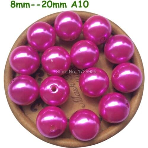 Beads 6mm to 30mm Straight hole Hot Pink A10 Imitation ABS Pearls Loose Acrylic Bead Jewelry Accessories Chunky Beads