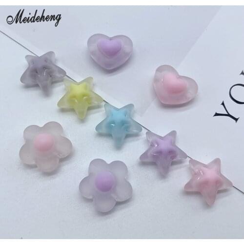 Acrylic Frosted Egg Yolk Beads For Jewelry Making Love Flower Star Kids Headdress DIY Handy Loose Beads Materials