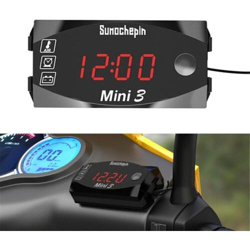 Motocross ATV Dirt Bike Motorcycle 3 in 1 Digital LED Electronic Voltmeter Voltage Thermometer Universal Accessories