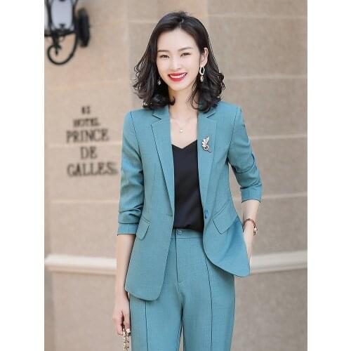 High Quality Fabric Formal Women Business Suits Pantsuits with Pants and Jackets Coat OL Styles Professional Career Blazers Set