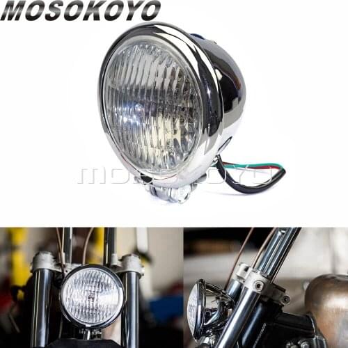 Chrome Old School Retro 4.5" Emark E4 Headlight Bezel Front Lamp for Harley Bobber Cafe Racer Honda Suzuki Yamaha Custom