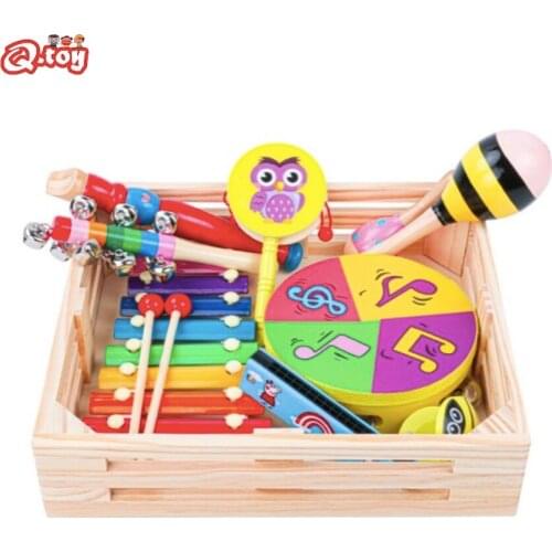 9pcs/set Childrens Educational Toy 2020 New Toy Xylophone rattle drum Wooden Children Kids Baby Musical Funny Toy boy girl gift