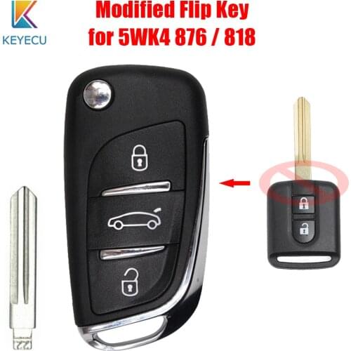 KEYECU 5WK4 876 / 818 Modified Flip Remote Car Key 433MHz PCF7946 for Nissan Qashqai Elgrand X-TRAIL 28268AX61A / 28268AX600
