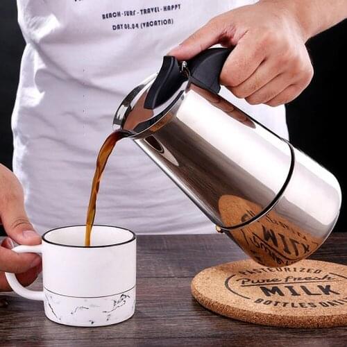 Household Stainless Steel Coffee Pot Italian Mocha Espresso Coffee Pot European Portable Coffee Maker Filter Appliance