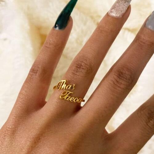 Personalized Customized Variety Styles Custom Name Rings Stainless Steel Adjustable Women Wedding Rings Unique Love Jewelry Gift