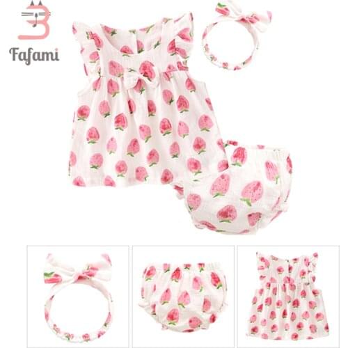 3 pcs/set Baby girl clothes Girls Dress Shorts Headband for Newborn Baby girl Rompers set childern summer clothing baby jumpsuit