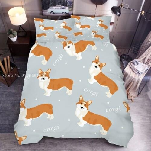 2/3 Pcs Cartoon Bedding Set Lovely Dog Marine Life Pattern Printing Duvet Cover Childrens Room For Kids Boys Girls Gift